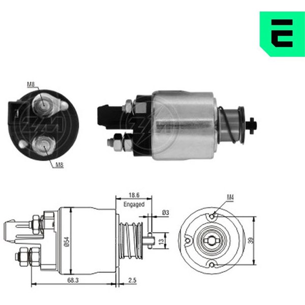 Magnetswitch, startmotor 12V