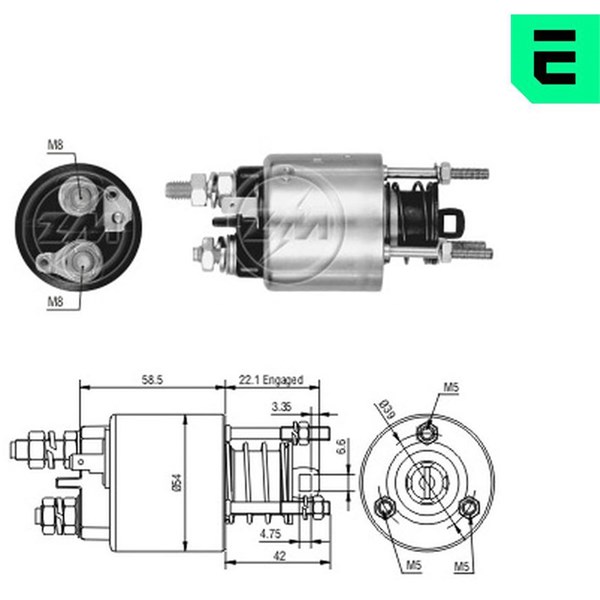 Magnetswitch, startmotor 12V