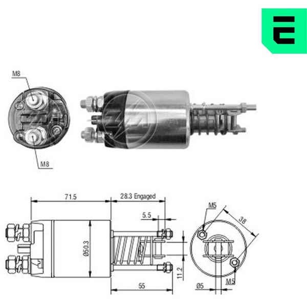 Magnetswitch, startmotor 12V
