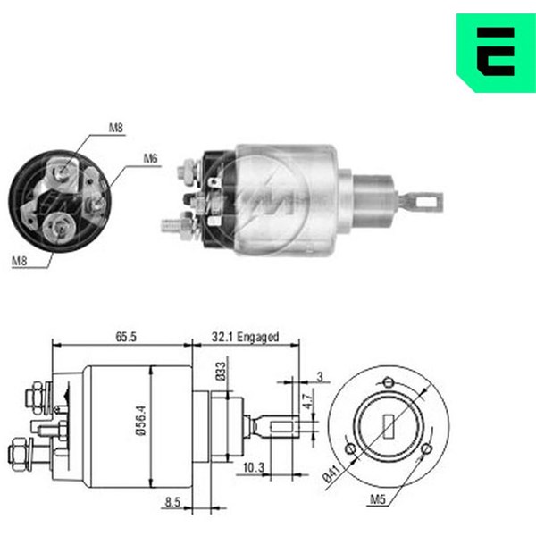 Magnetswitch, startmotor 12V