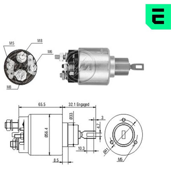 Magnetswitch, startmotor 12V