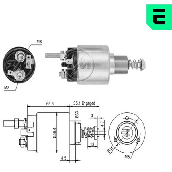 Magnetswitch, startmotor 12V