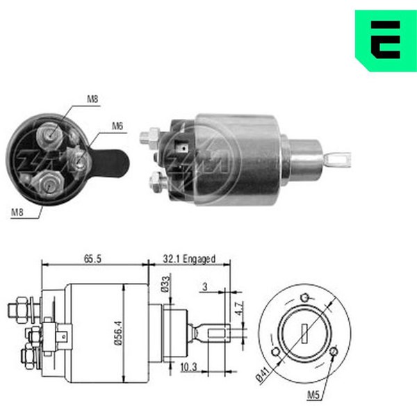 Magnetswitch, startmotor 12V