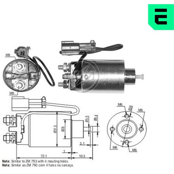 Magnetswitch, startmotor 12V