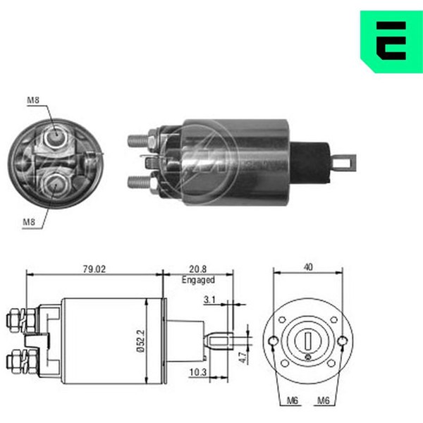 Magnetswitch, startmotor 12V