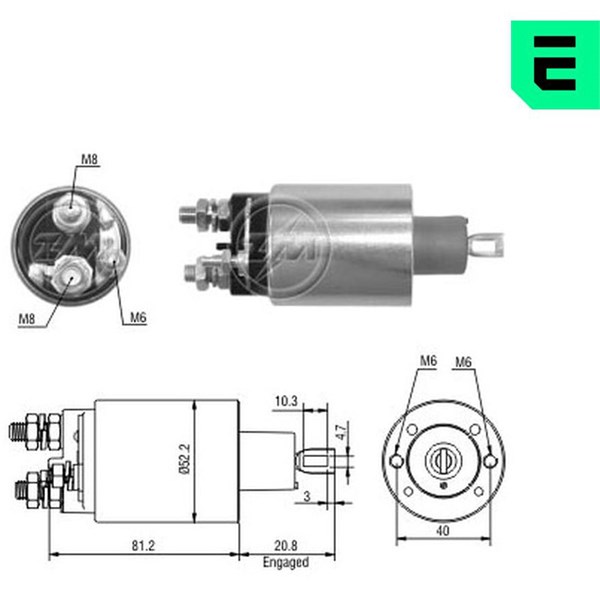 Magnetswitch, startmotor 12V