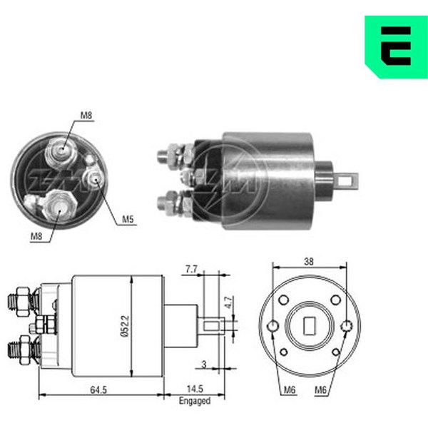 Magnetswitch, startmotor 12V