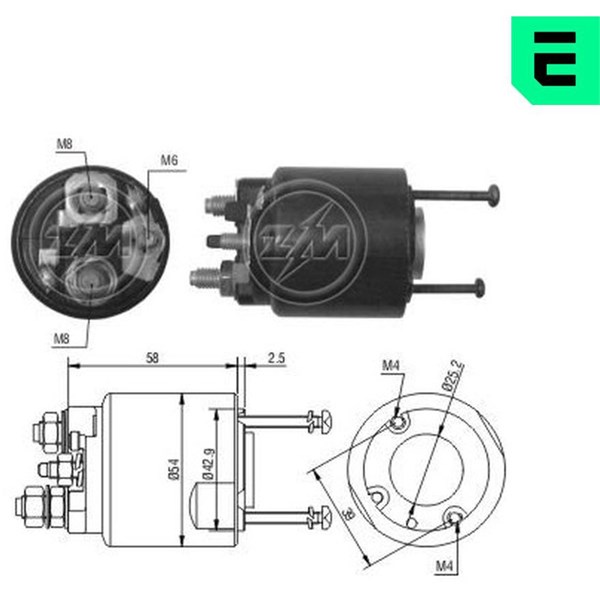 Magnetswitch, startmotor 12V
