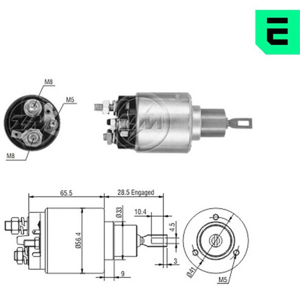 Magnetswitch, startmotor 12V