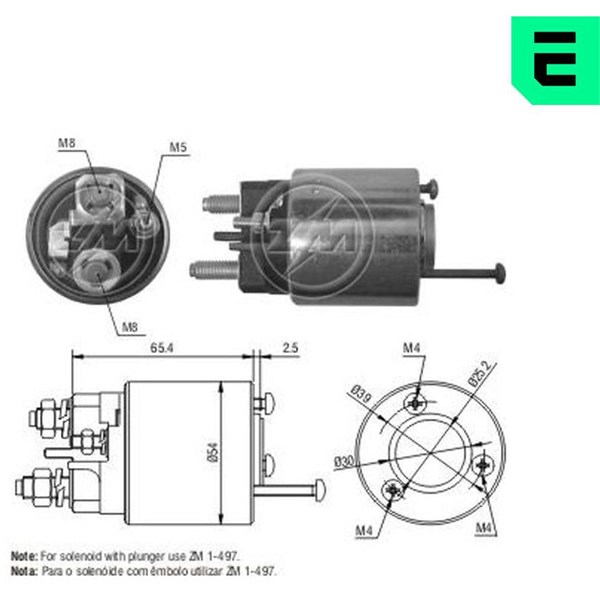 Magnetswitch, startmotor 12V
