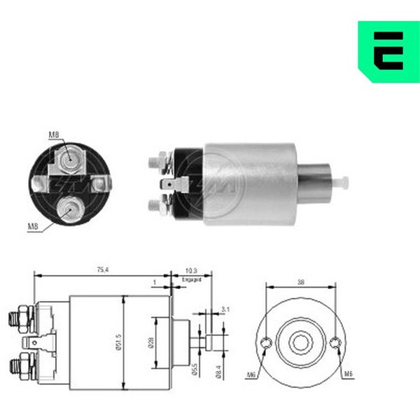 Magnetswitch, startmotor 12V