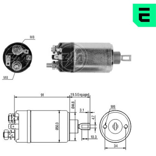 Magnetswitch, startmotor 12V