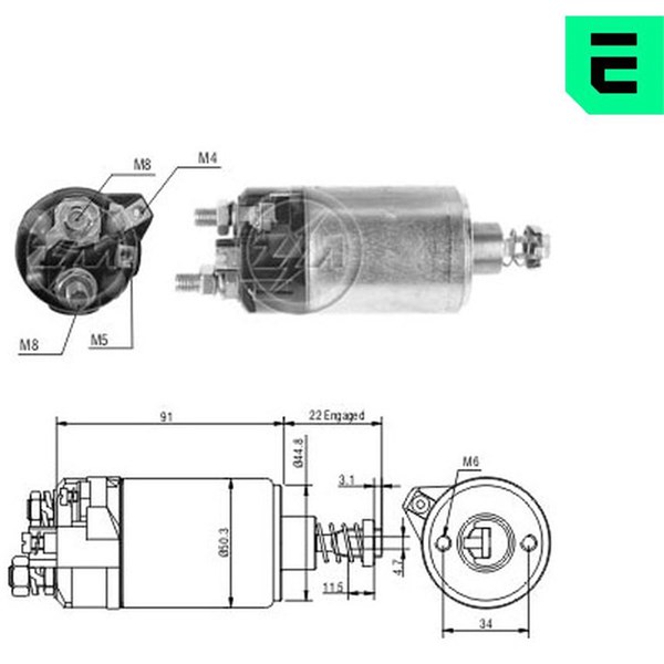 Magnetswitch, startmotor 12V