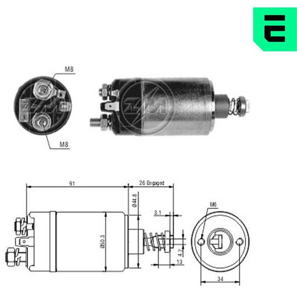 Magnetswitch, startmotor 12V