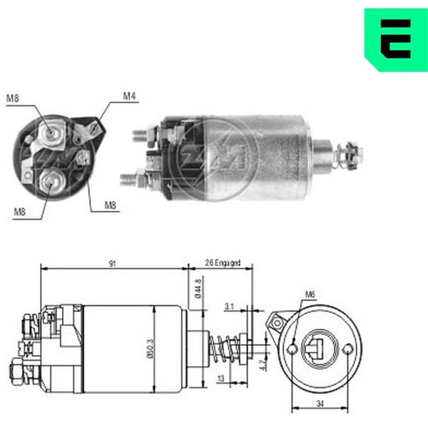 Magnetswitch, startmotor 12V