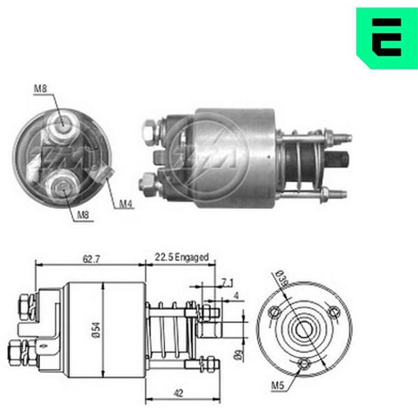 Magnetswitch, startmotor 12V