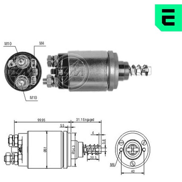Magnetswitch, startmotor 12V