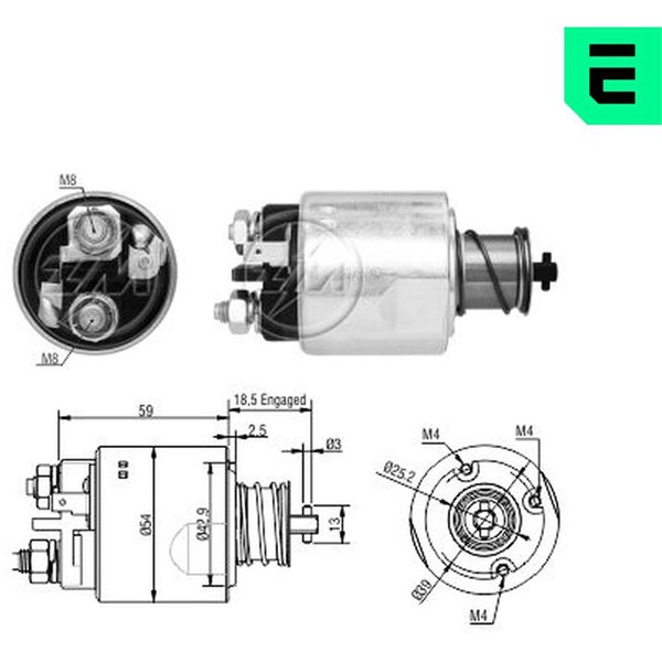 Magnetswitch, startmotor 12V