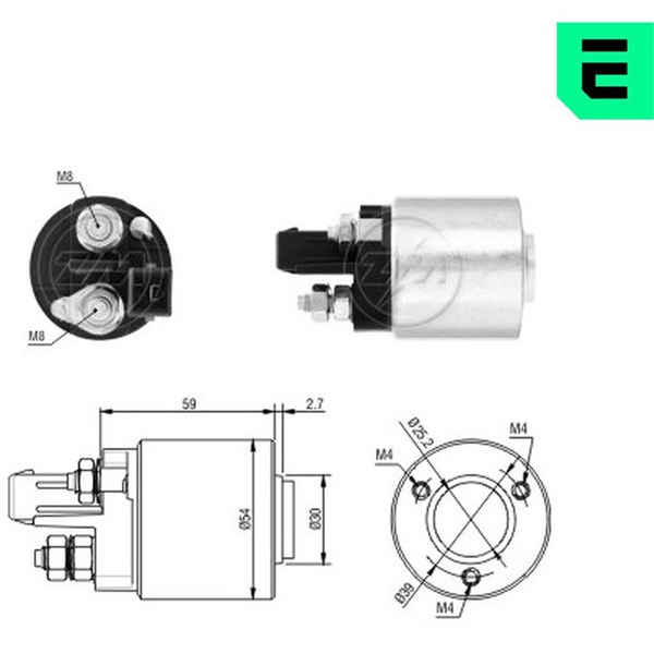 Magnetswitch, startmotor 12V