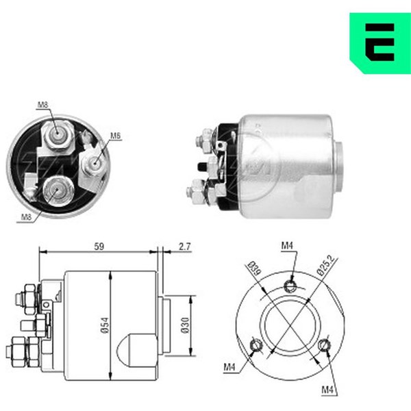 Magnetswitch, startmotor 12V