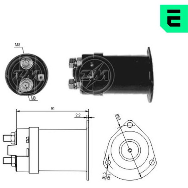 Magnetswitch, startmotor 12V