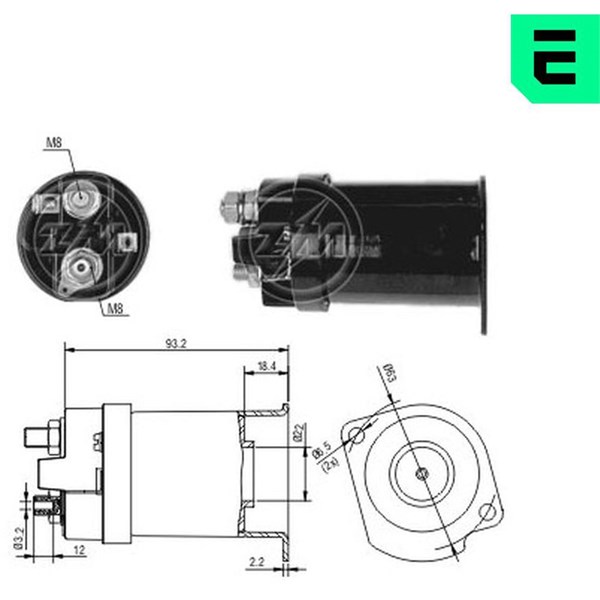 Magnetswitch, startmotor 12V
