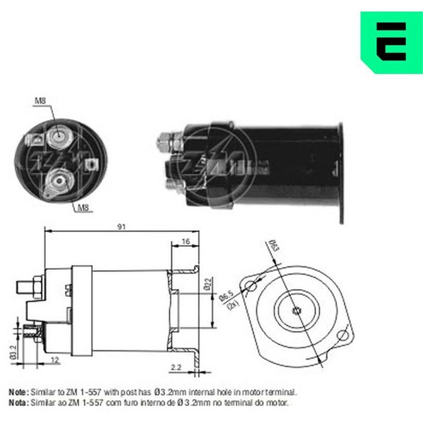 Magnetswitch, startmotor 12V