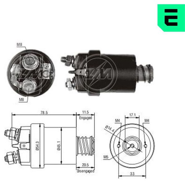 Magnetswitch, startmotor 12V