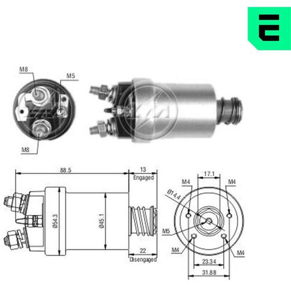 Magnetswitch, startmotor 12V