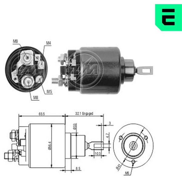 Magnetswitch, startmotor 12V
