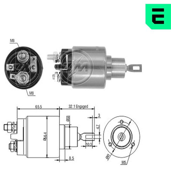 Magnetswitch, startmotor 12V