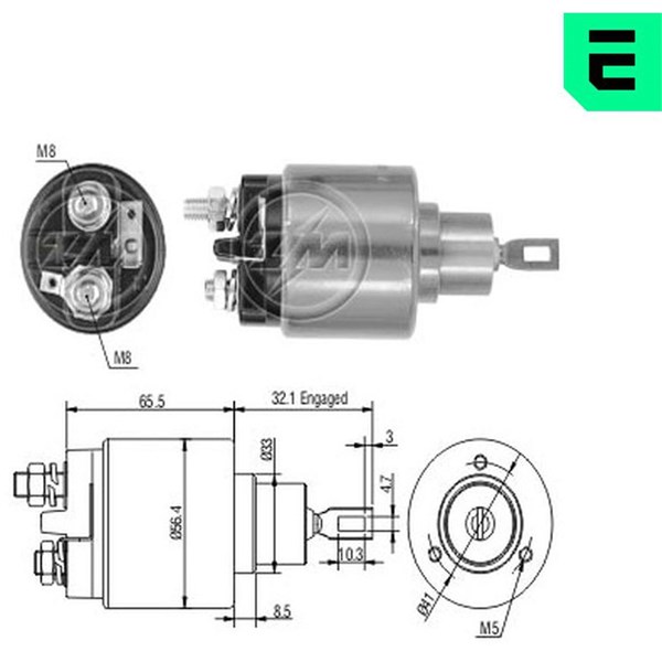 Magnetswitch, startmotor 12V