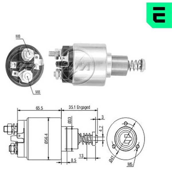 Magnetswitch, startmotor 12V