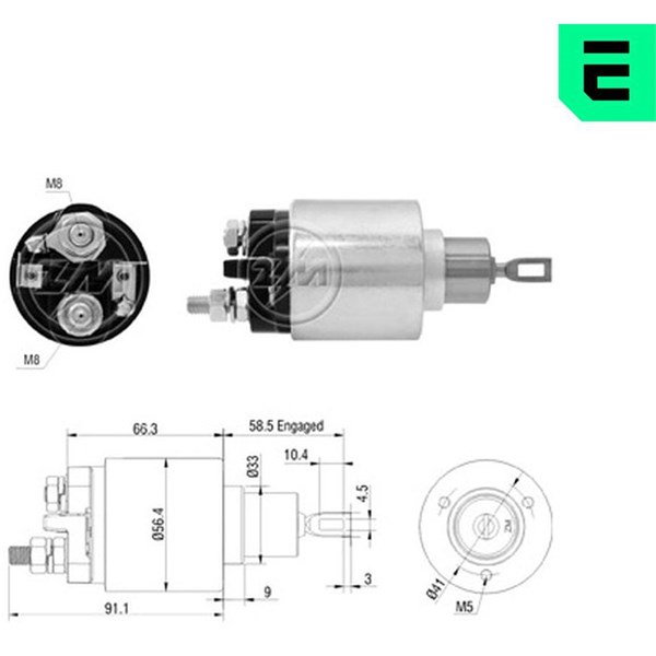 Magnetswitch, startmotor 12V