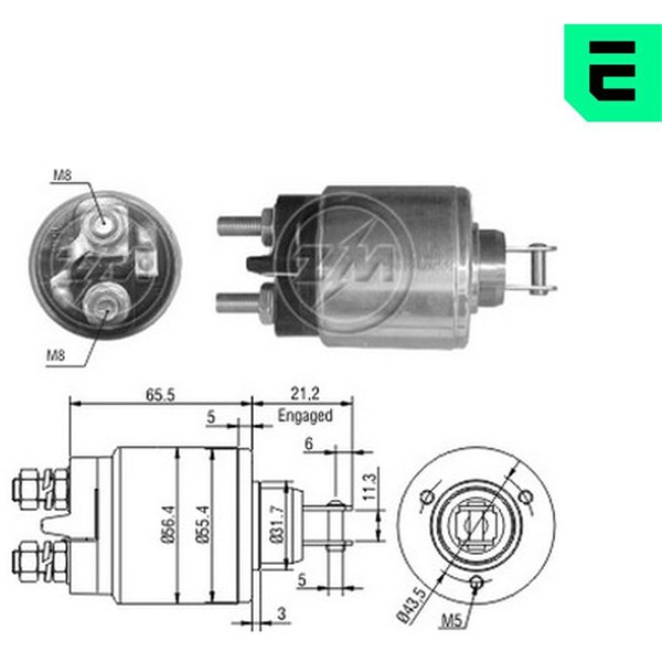 Magnetswitch, startmotor 12V