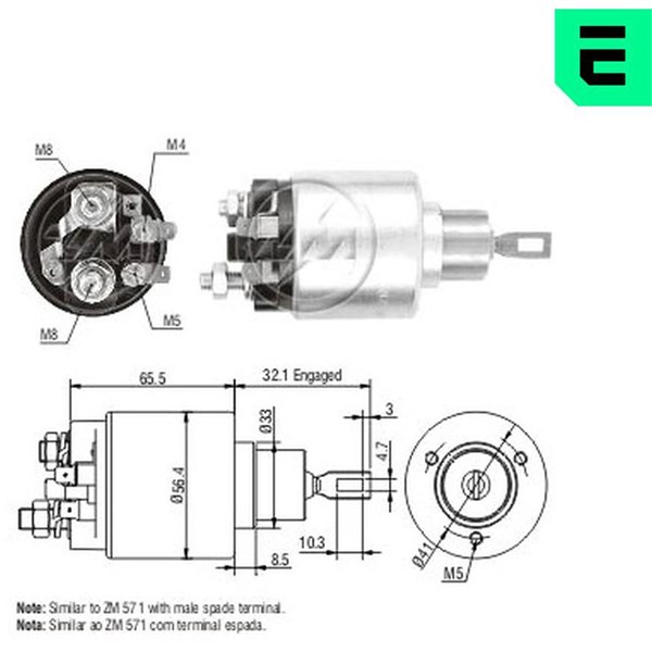 Magnetswitch, startmotor 12V