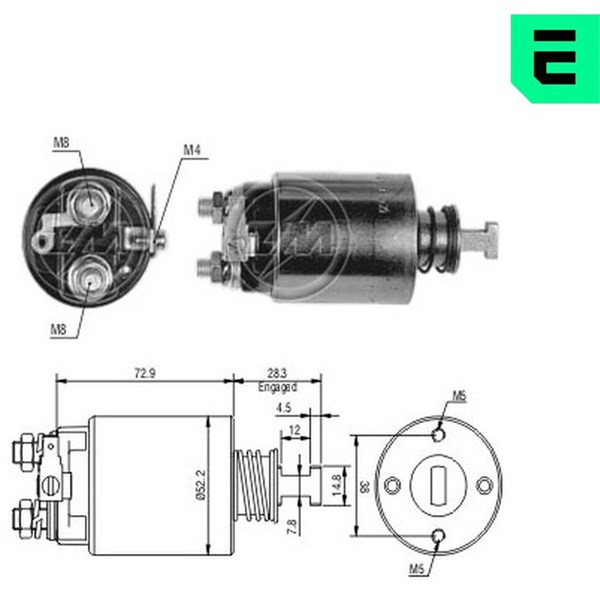 Magnetswitch, startmotor 12V Magnetswitch, startmotor 12V