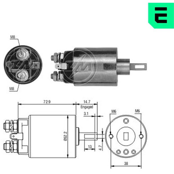 Magnetswitch, startmotor 12V