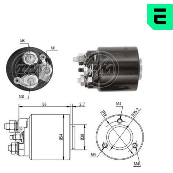 Magnetswitch, startmotor 12V