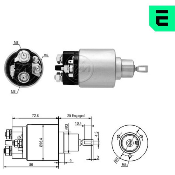 Magnetswitch, startmotor 12V