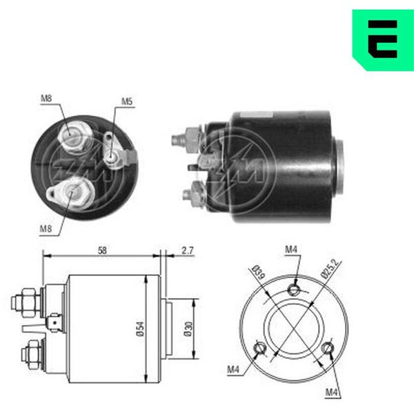 Magnetswitch, startmotor 12V