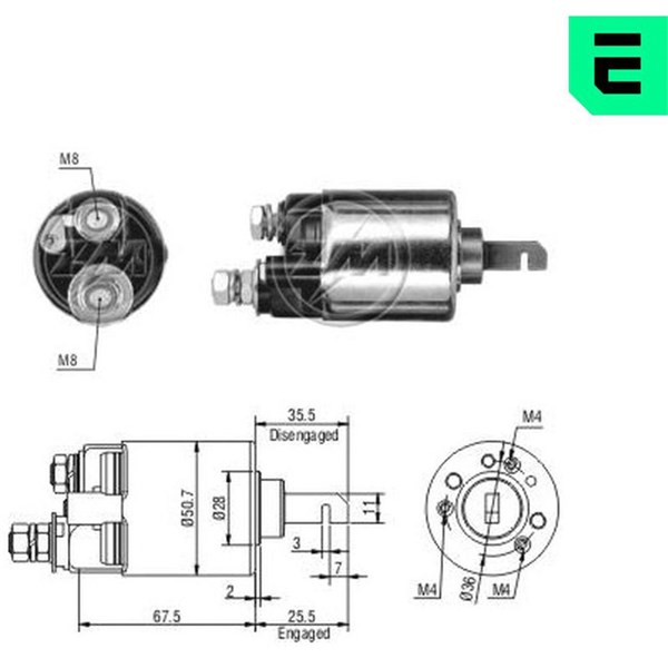 Magnetswitch, startmotor 12V Magnetswitch, startmotor 12V