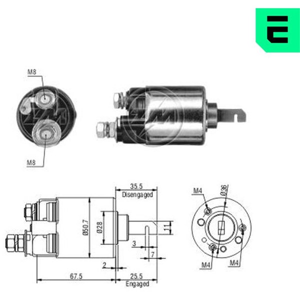 Magnetswitch, startmotor 12V