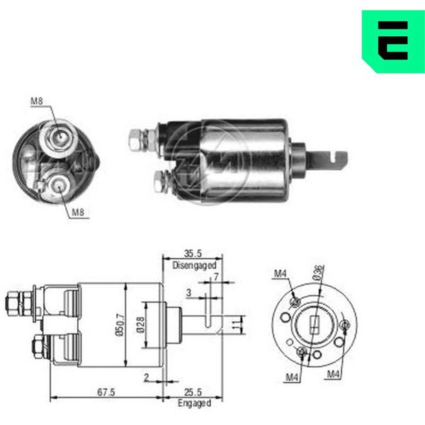 Magnetswitch, startmotor 12V Magnetswitch, startmotor 12V