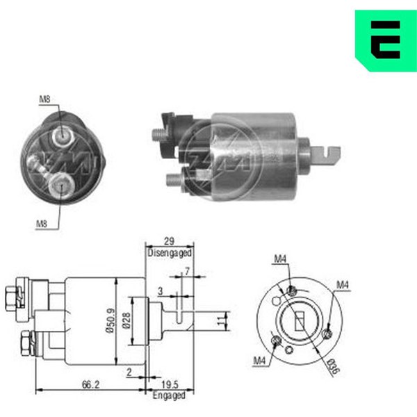 Magnetswitch, startmotor 12V Magnetswitch, startmotor 12V