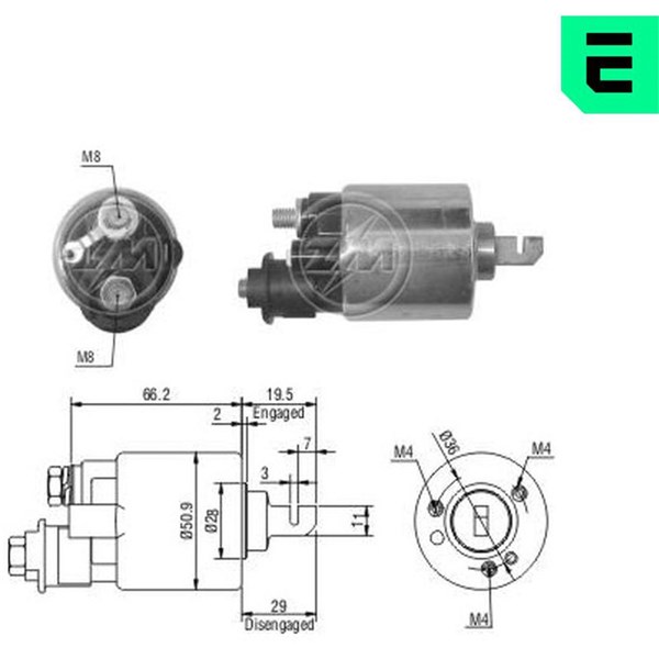 Magnetswitch, startmotor 12V