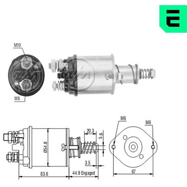 Magnetswitch, startmotor 12V