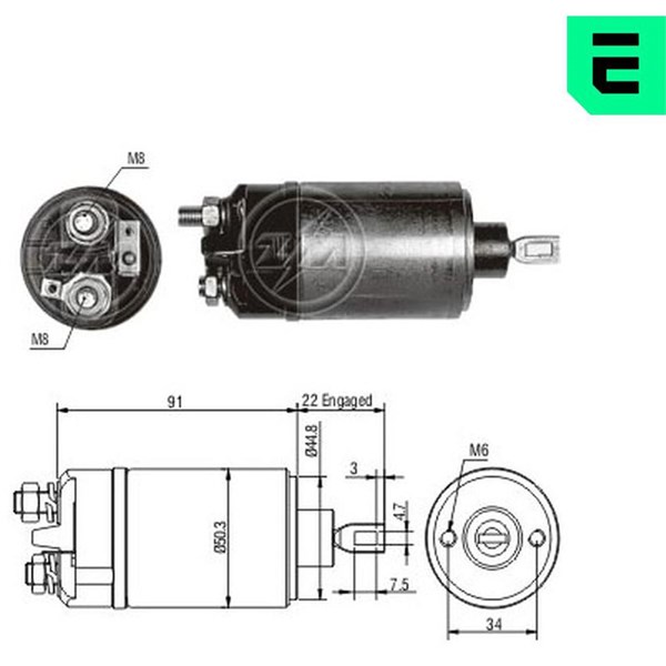 Magnetswitch, startmotor 6V
