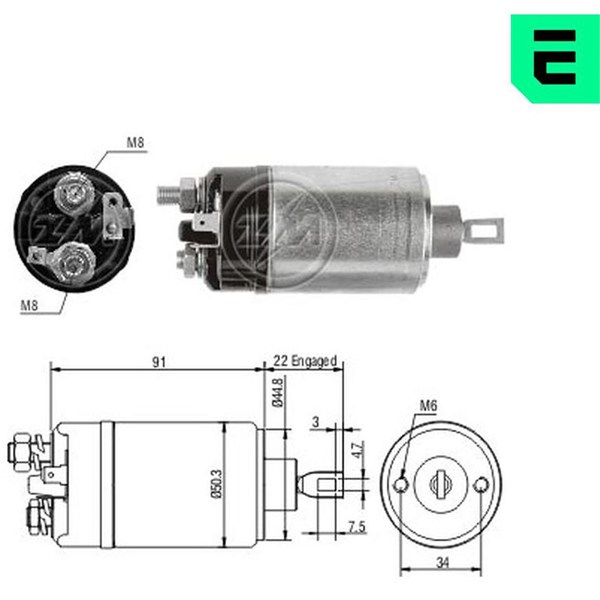 Magnetswitch, startmotor 12V Magnetswitch, startmotor 12V