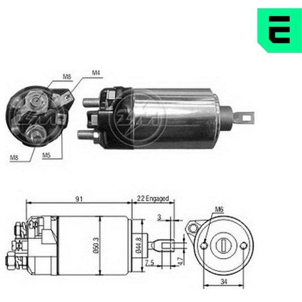 Magnetswitch, startmotor 12V Magnetswitch, startmotor 12V